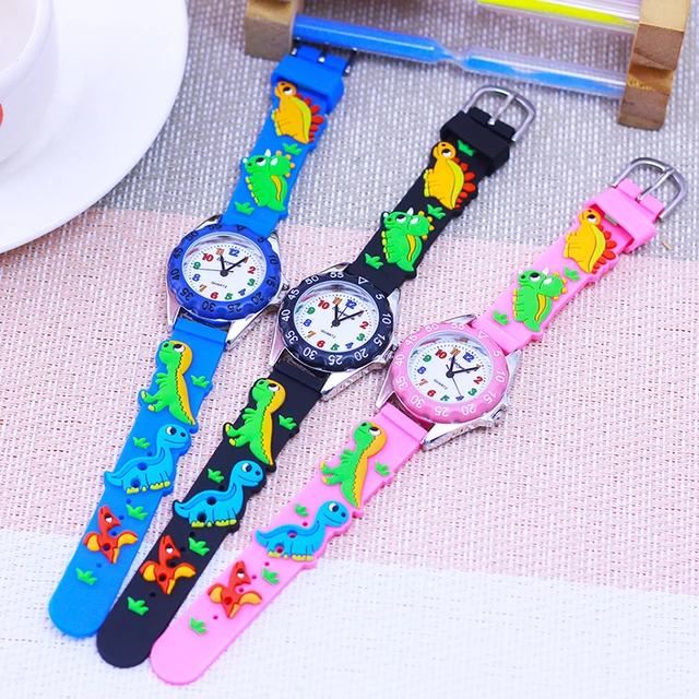 2023 new children boys girls colorful digital quartz wristwatch little kids students dinosaur silicone strap toy watch 4