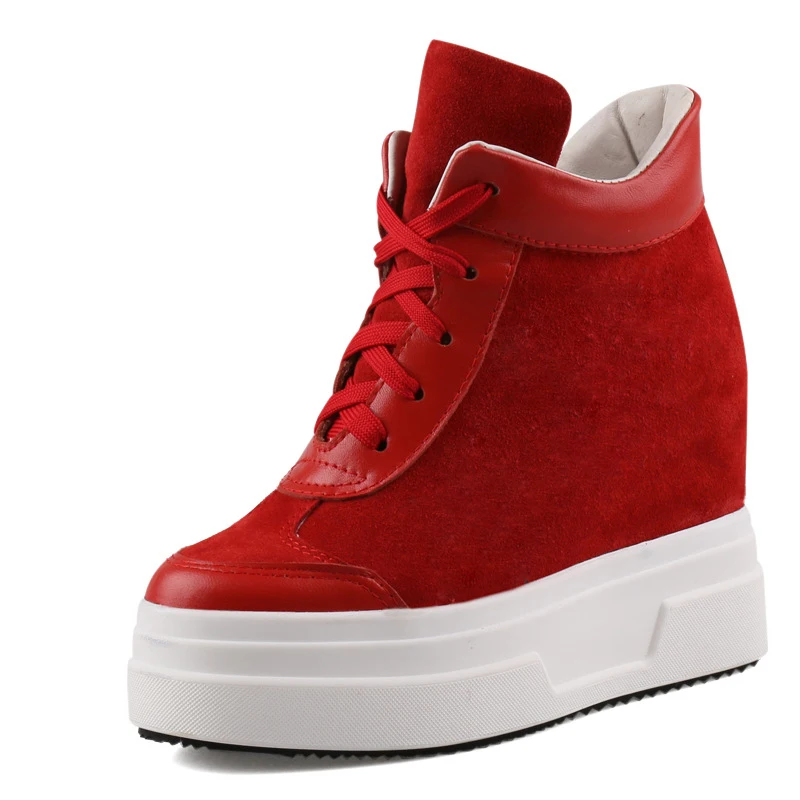 Женские кроссовки на танкетке SWYIVY из натуральной кожи повседневные осенне