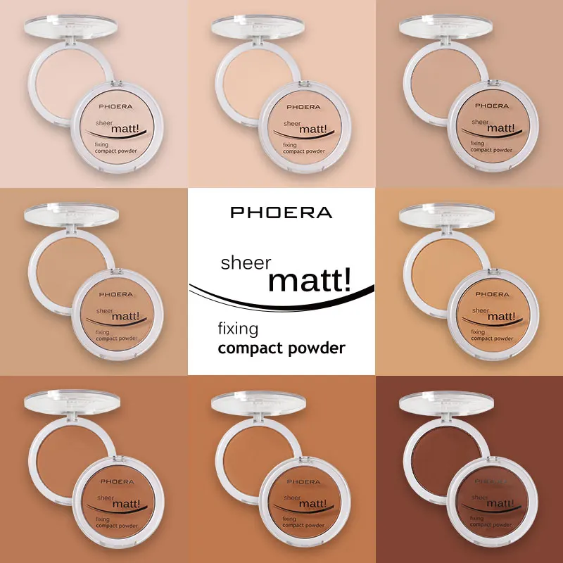 

PHOERA Face Powder Oil Control Base Make Up Contour Powder Foundation Concealer Waterproof Matte Makeup Palette 8 Colors TSLM1