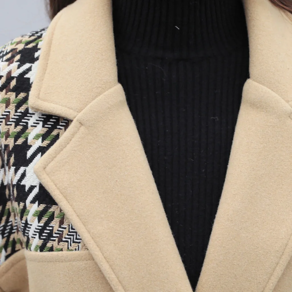 Женское шерстяное пальто с лацканами длинное верхняя одежда # g3 | Женская