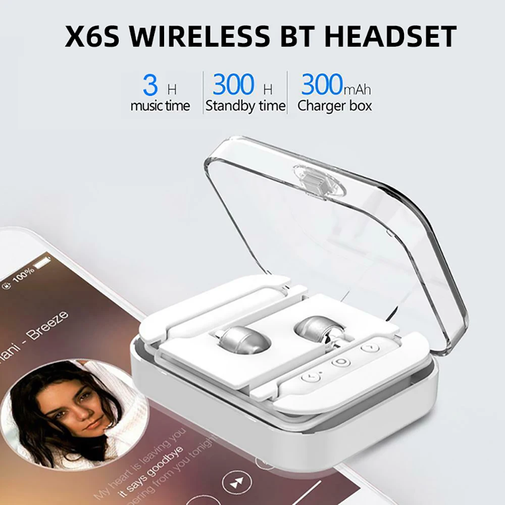 

Магнитная спортивная Гарнитура Bluetooth 5,0, Беспроводные спортивные мини-наушники X6S, HIFI стерео звук, Насыщенные басы, гарнитура с зарядным бокс...