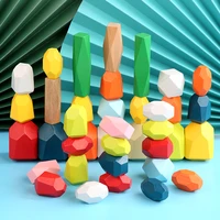 baby toy wooden building block colored stone creative educational toys nordic style stacking game rainbow stone wooden toy gifts