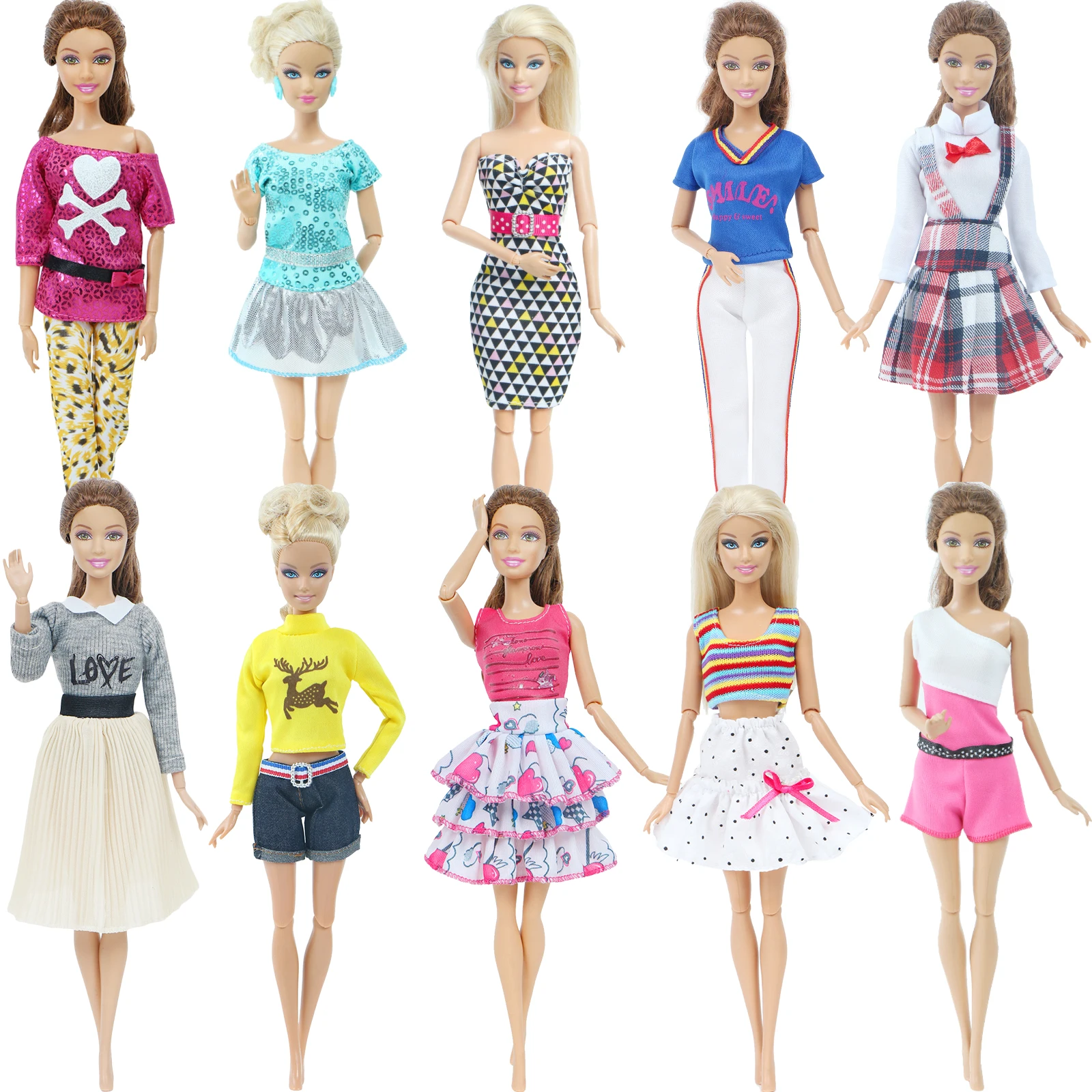 10 компл./лот платье принцессы для куклы вечернее аксессуары одежда Барби модный