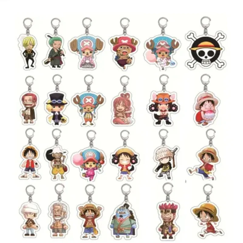 

20Pcs Anime One Piece Acrylic Keychain Luffy Zoro Sanji Nami Chopper Usopp Cartoon Figure Keyring Women Men Gift Jewelry