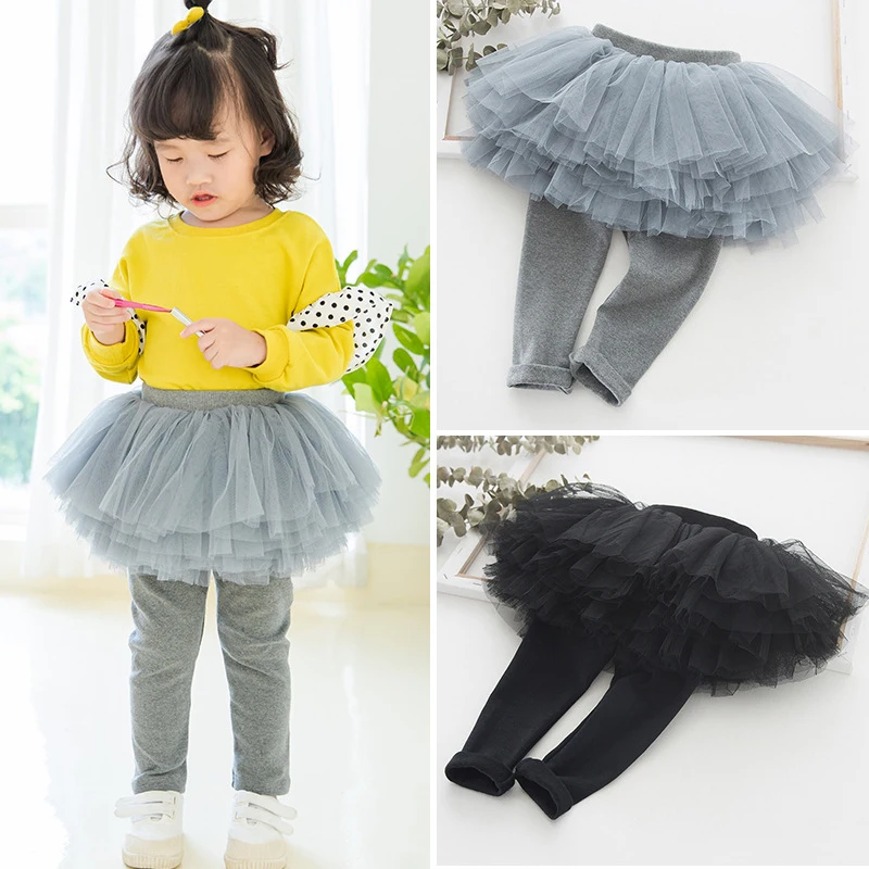 Леггинсы для девочек Sodawn Осенние хлопковые из сетчатой ткани с имитацией двух