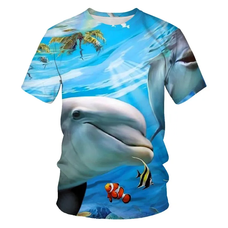 

Summer men's and women's new 3D printing ocean fish fashion outdoor T-shirt elementary and middle school student wear