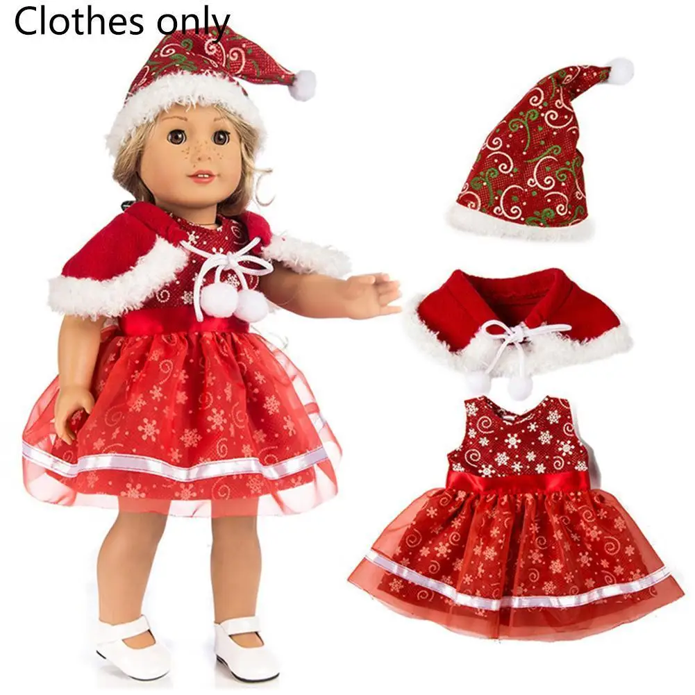 

18-дюймовое Кукольное платье для новорожденной девочки, модная сменная одежда, рождественское платье, кружевное платье принцессы, шаль, комп...