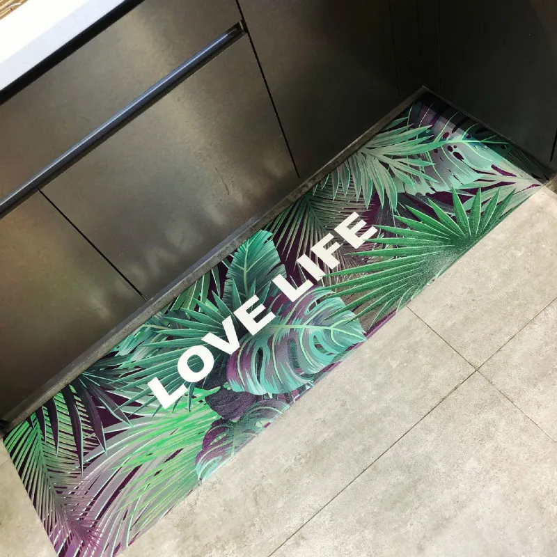 

New Nordic fashion pvc leather material kitchen home entrance mats living room mats long bathroom door carpets