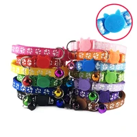 wholesale paw cute pet collars cat dog collar puppy necklace with bell cats necklace dog collar chain plate decoration