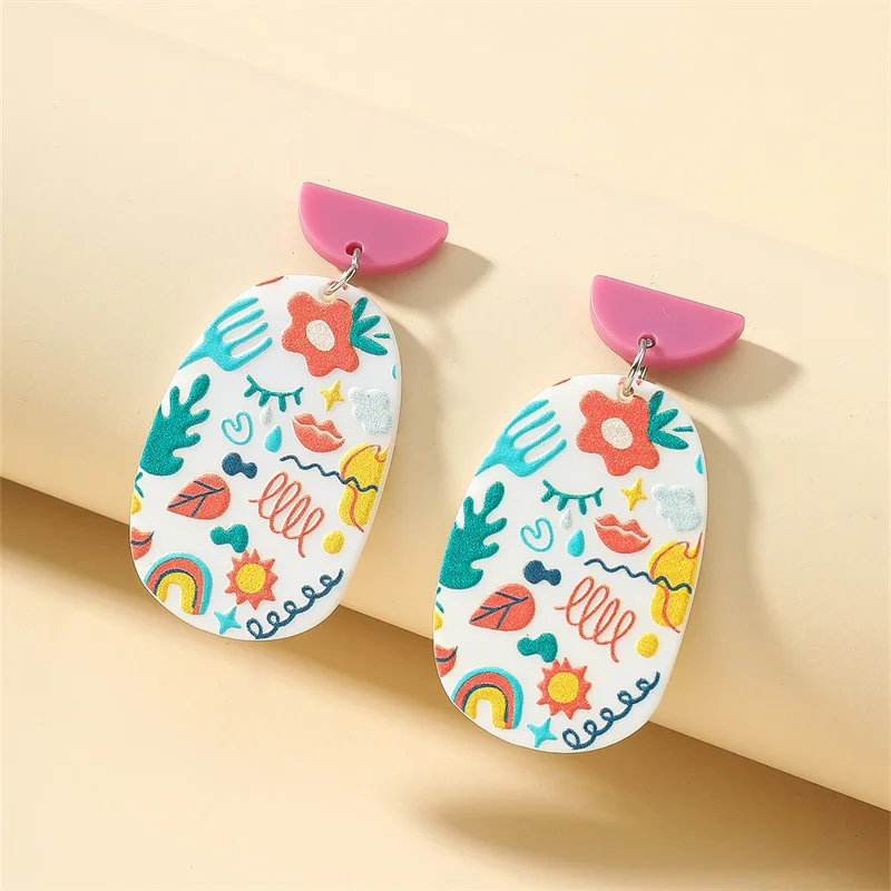 

Fun Girly Sweet Print Earrings New Style Three-Dimensional Relief Go Out Banquet Accessories pendientes piercing oreja