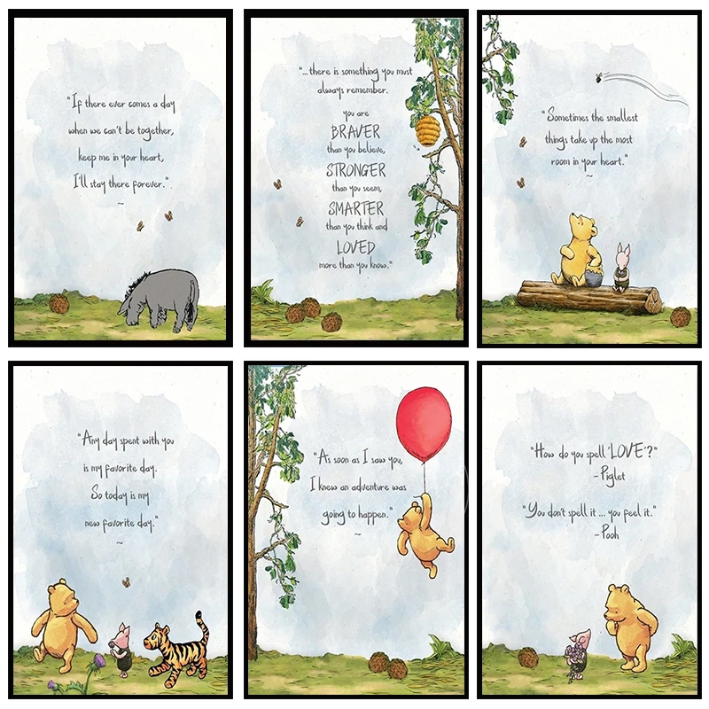 

Плакаты и принты Винни-Пуха, классические картины на холсте, постеры и принты из фильма Disney, картина для гостиной, украшение для дома