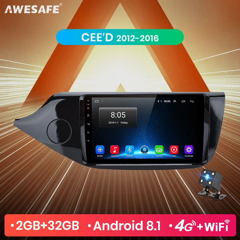 AWESAFE для KIA Cee 'd CEED JD 2012 2013 радио мультимедиа видео плеер gps Нет 2din 2 din Android 8,1 2G+ 32G