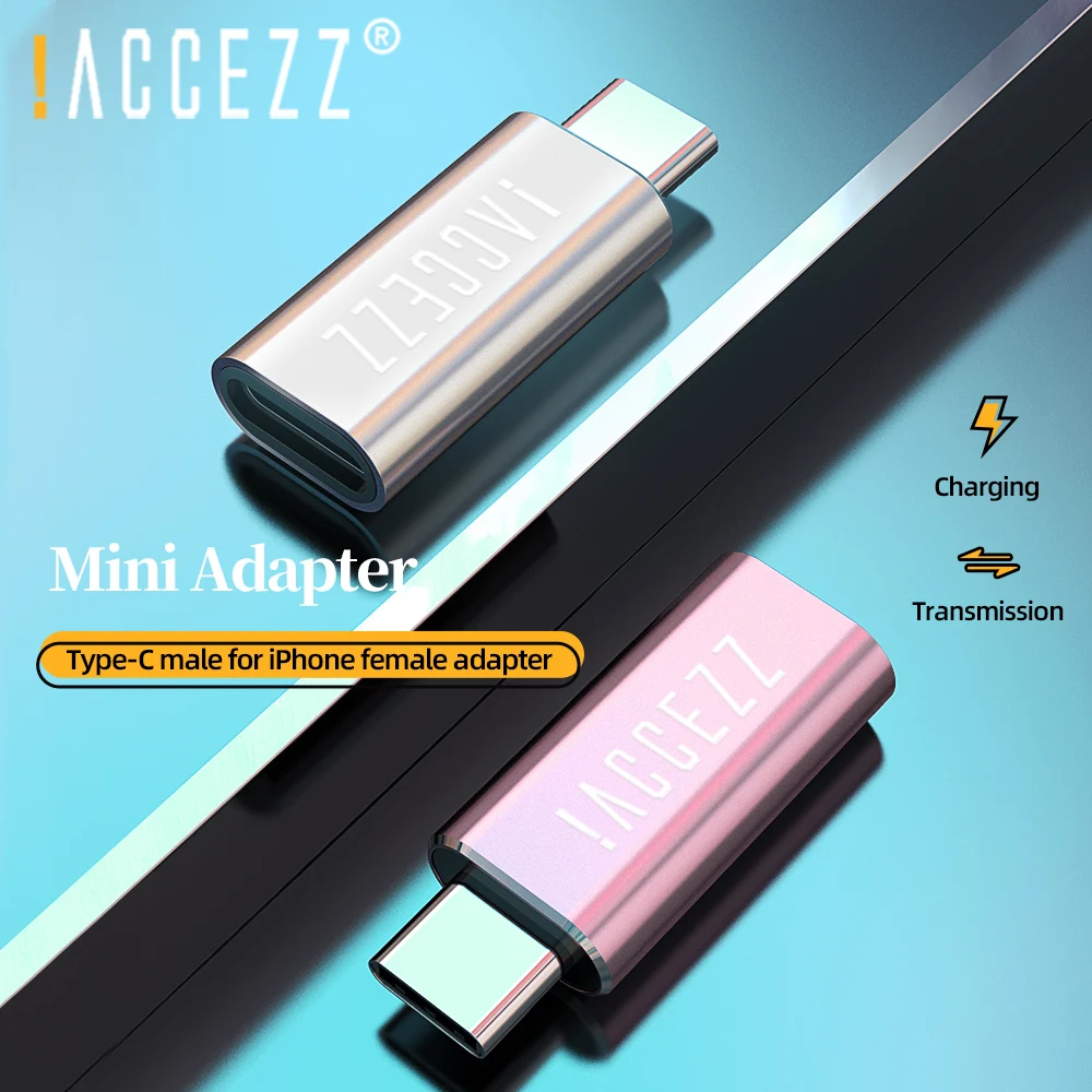 ! ACCEZZ 2 шт. адаптер тype C OTG для осветительный кабель женский iPhone синхронизации