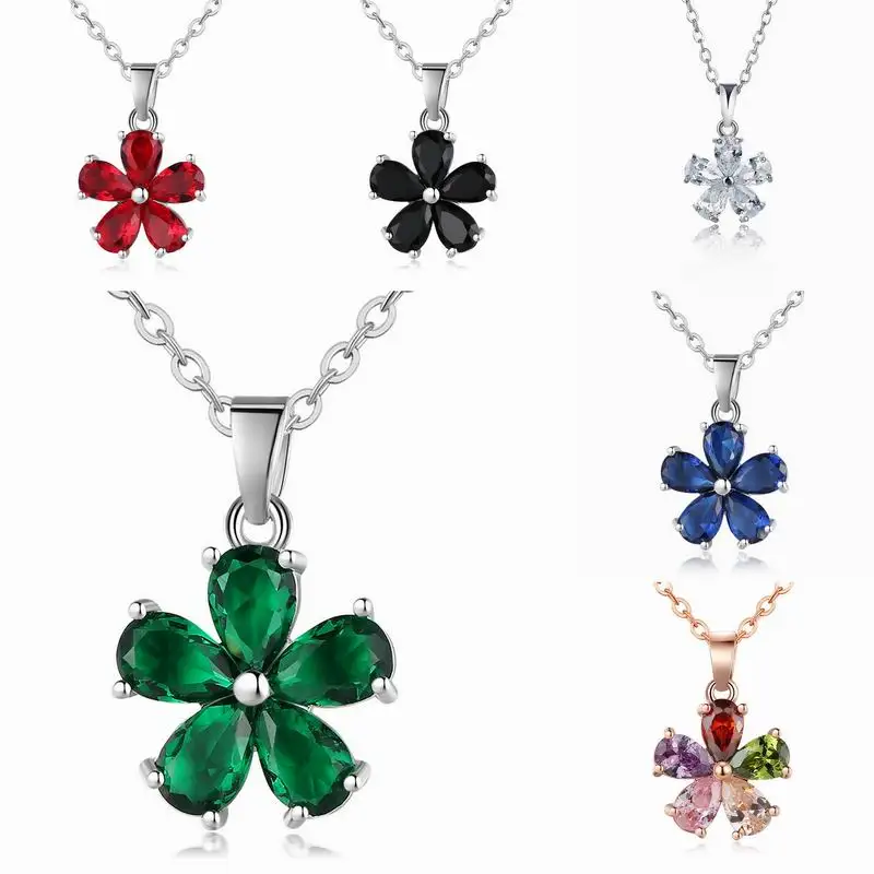 

6 Colors Fashion Flower Necklace for Women Pendant Necklace Gift Party Accessories Necklace Jewelry Wholesale