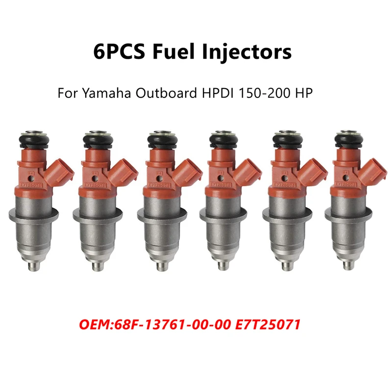 

6x Fuel Injectors For Yamaha Outboard HPDI 150-200 HP 68F-13761-00-00 E7T25071