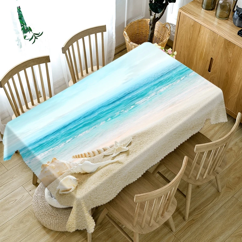 Плотная хлопчатобумажная скатерть с 3d узором кораллы морские звезды на пляже