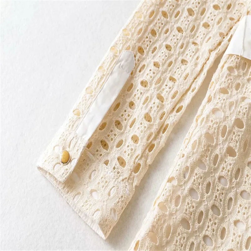 Женское платье с вышивкой Za плиссированное платье-рубашка длинным рукавом и