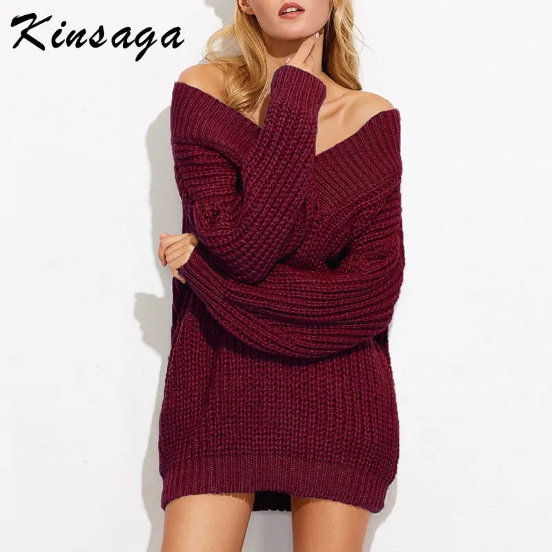 Женский вязаный свитер с v-образным вырезом и длинным рукавом осенне-зимний