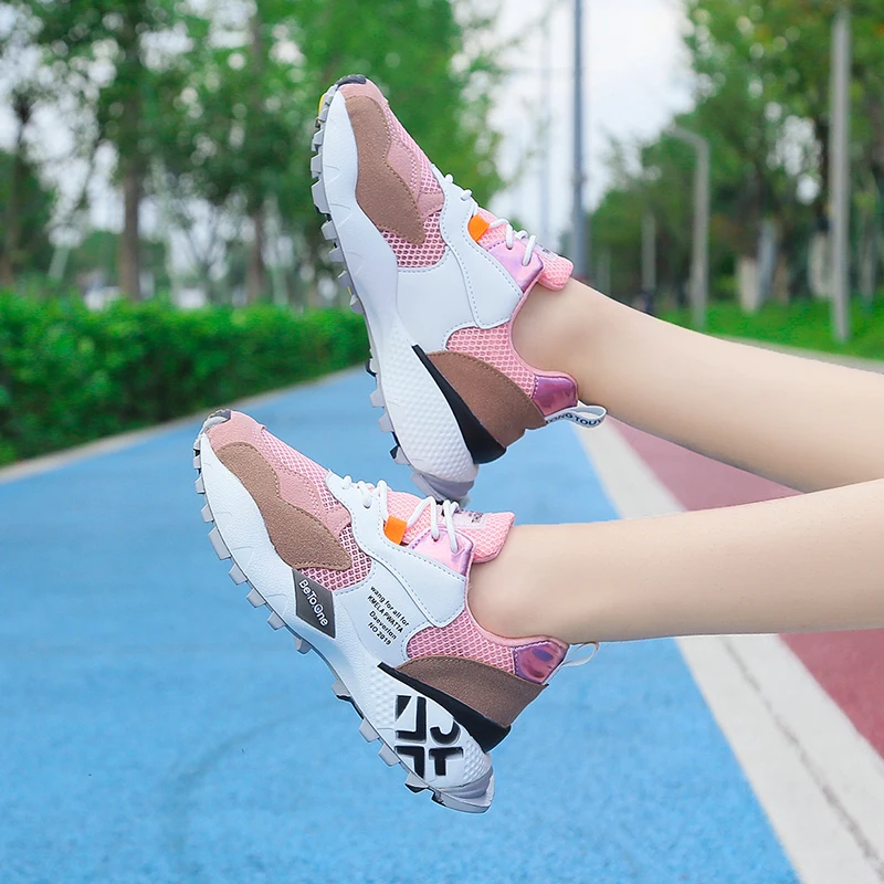 Fujin/весенние кроссовки на плоской подошве Модная дышащая обувь с круглым носком