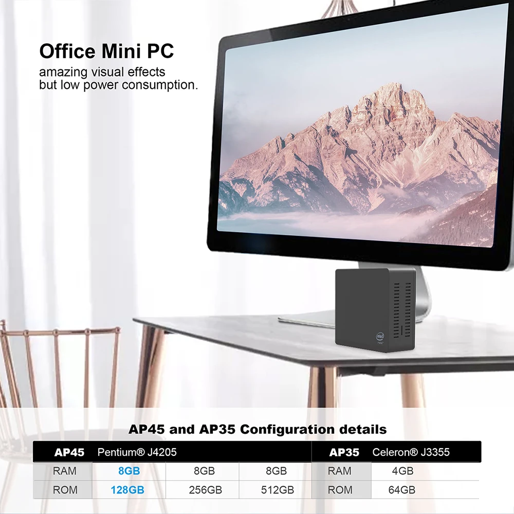 Beelink AP45 офисный мини ПК Intel Pentium J4205 2 6 ГГц 8 Гб LPDDR4 128 ГБ eMMC Windows10 4 Двойной Wi Fi LAN 1000 м 4K