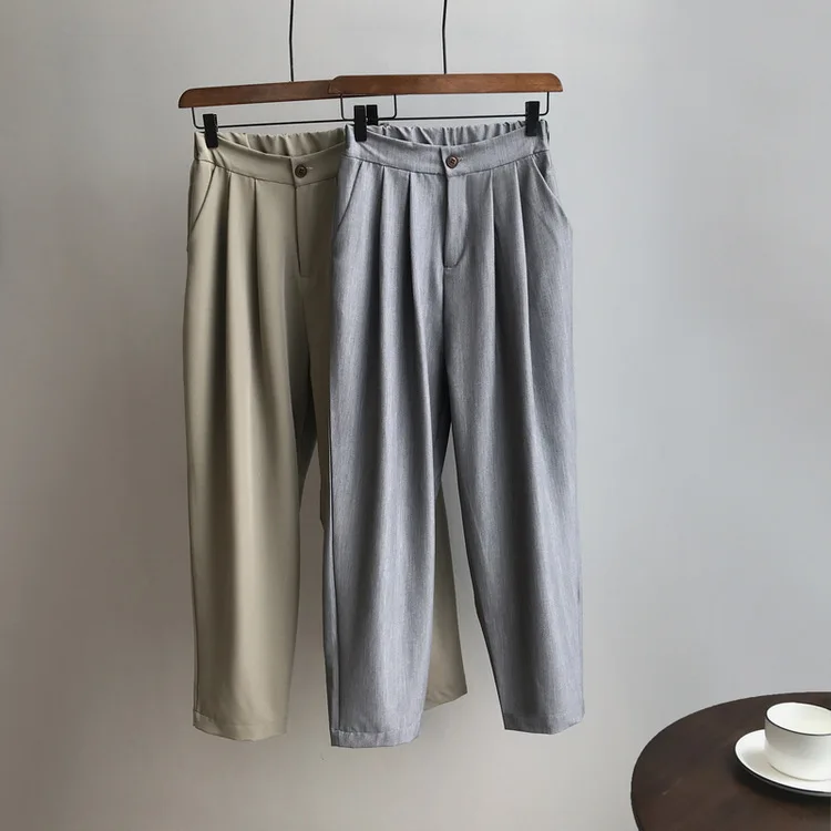 Новинка весны 2020 женские свободные брюки с высокой талией прямые широкие