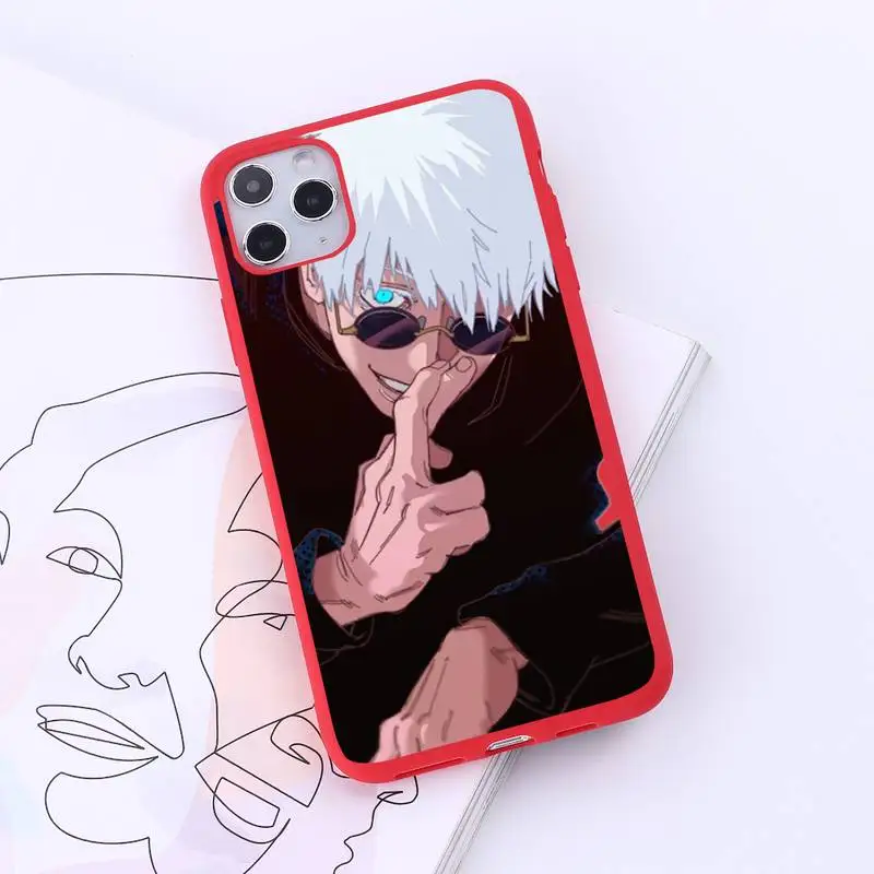

Cartoon Jujutsu Kaisen Yuji Itadori Fushiguro Phone Case Red Candy Color for iPhone 6 7 8 11 12 s mini pro X XS XR MAX Plus