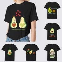 summer fashion womens t shirt harajuku cartoon avocado print series short sleeve anime casual cute ladies slim top camisetas