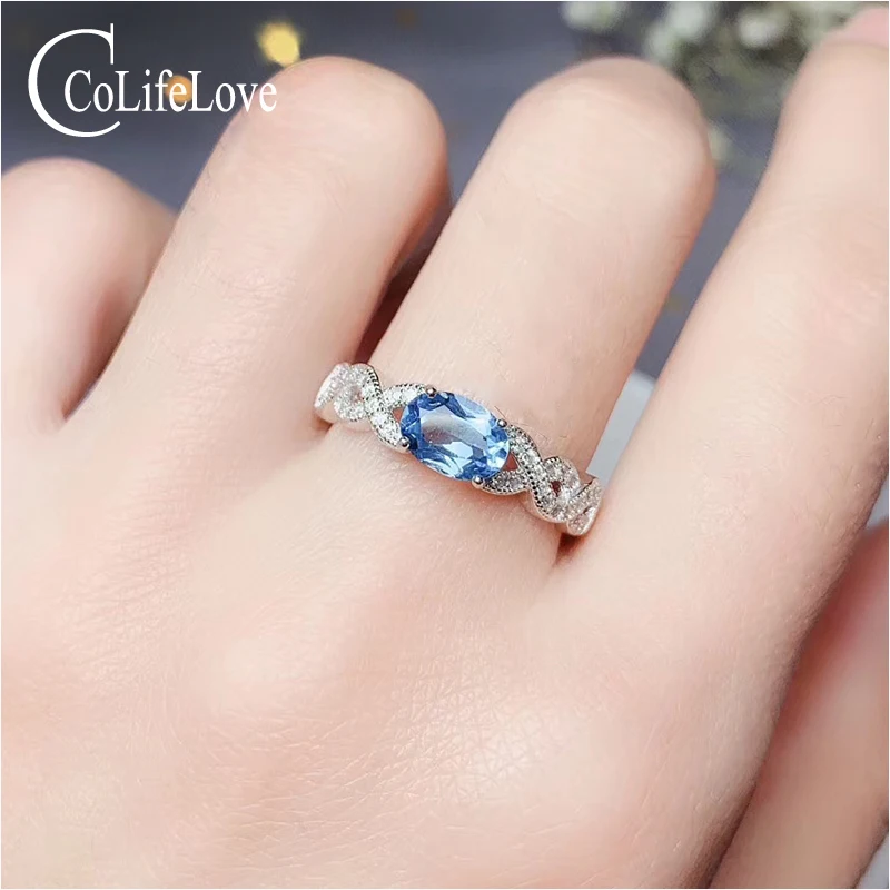 

CoLife Jewelry 100% Natural Topaz Ring Fashion 925 Silver Topaz Jewelry 6mm*8mm Real Silver Topaz Jewelry Fashion Jewelry