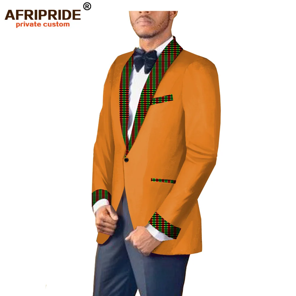 Африканский принт, весенне-осенний костюм, куртка для мужчин, AFRIPRIDE, сшитый с длинным рукавом, с одной пуговицей, костюм, куртка A1814002