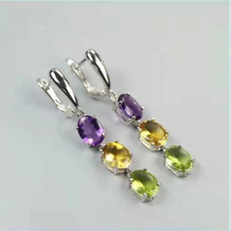 

New Luxury Female Color Drop Earrings Fashion Color Zircon Stone Earrings Vintage Long Dangle Earrings for Women Party Jewelry