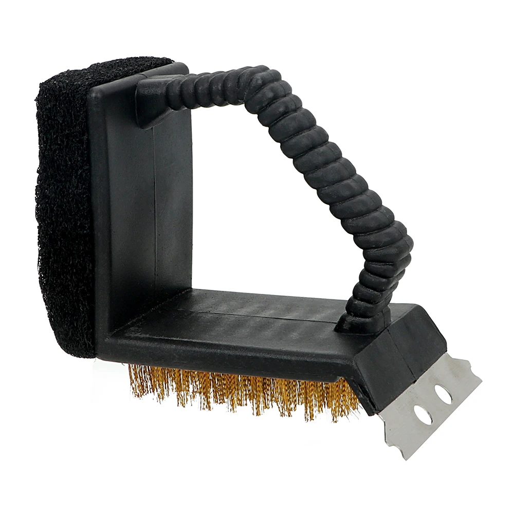 Barbecue Grill Cleaner 3 in 1 Corner Copper Wire Brush Cooking Tool BBQ Cleaning Steel Sponge Shovel | Дом и сад