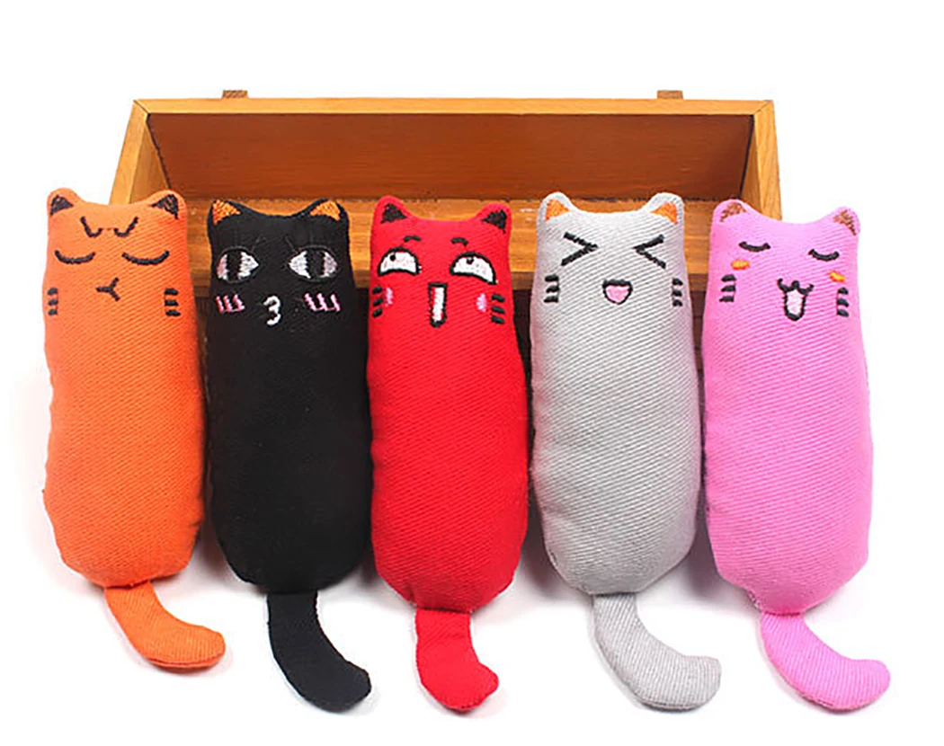 

1Pc Mini Cute Pet Plush Toys Claws Thumb Bite Cat Mint Scratcher Teeth Grinding Catnip Cat Toy Interactive Tools Pet Supplies