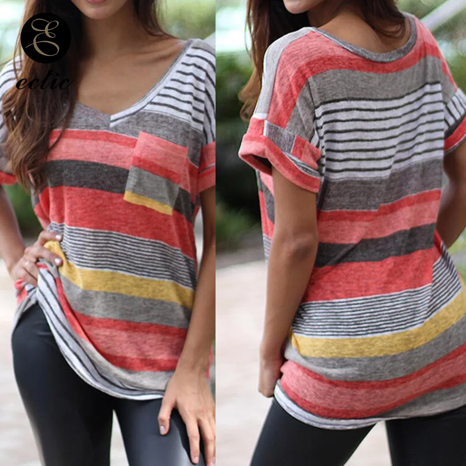 Модные женские летние футболки размера плюс с коротким рукавом топы глубоким