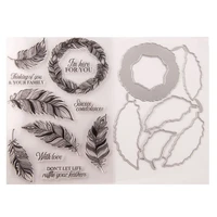2121 new feather stamp and dies transparent clear silicone stamp cutting die set for diy scrapbooking photo decorative