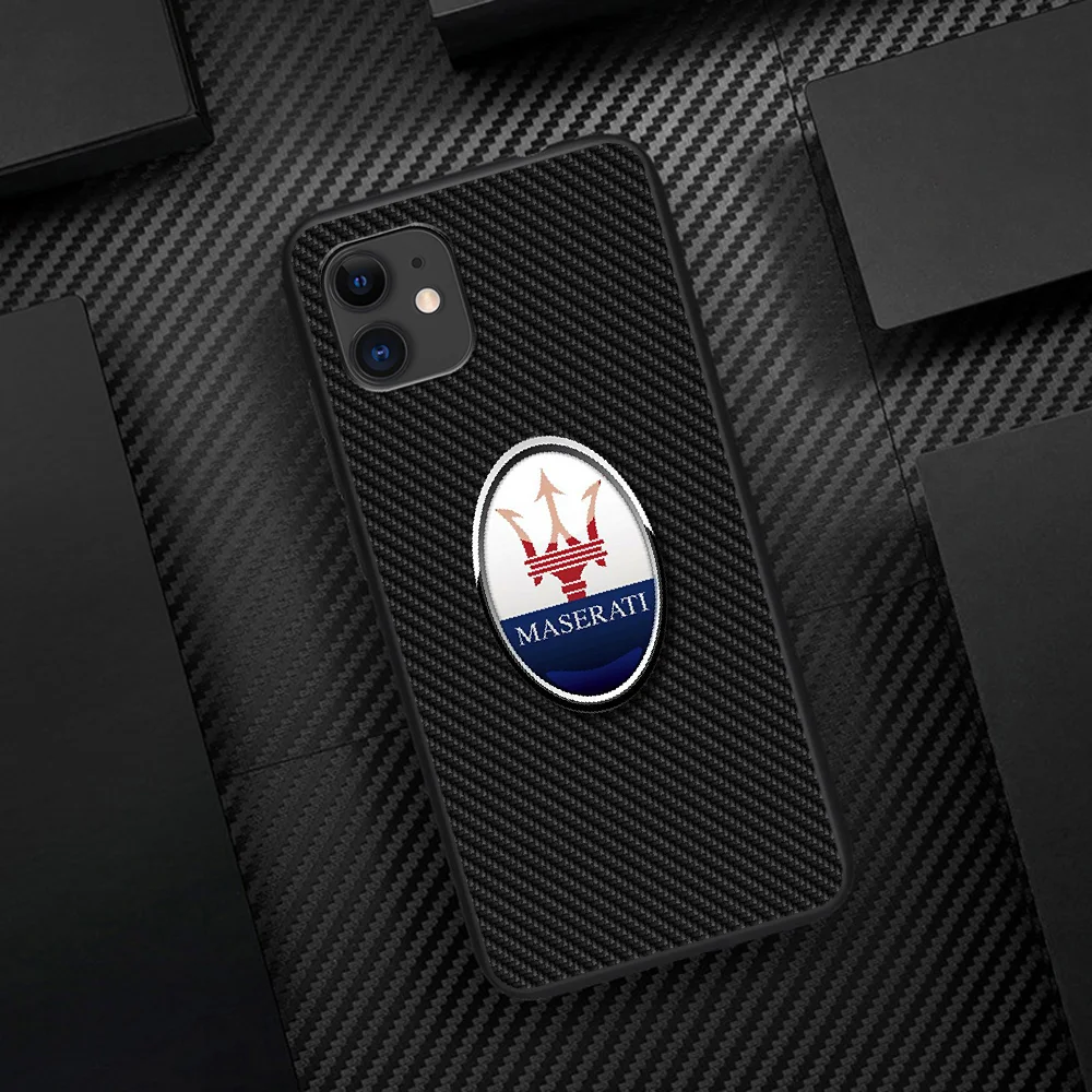 

Maserati Car Logo Phone Case For Iphone 5 5S SE 2020 6 6S 7 8 Plus 11 12 Mini X XS XR Pro Max black Hoesjes Pretty Coque