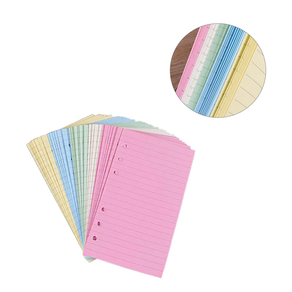 

50 Pages A6 Colorful 6-Hole Ruled Loose Leaf Paper Loose Leaf Planner Note Book Filler Paper