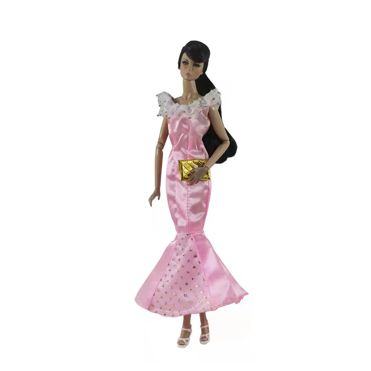 Fashion Pink Sequin Fishtail Dress For Barbie Doll Clothes Princess Party Gown Vestido 1/6 BJD Accessories Children DIY Toy Gift