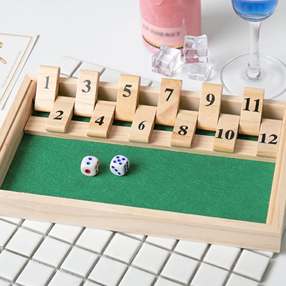 

Wooden Digital Board Shut Box Classic Dice Game Double Flip Board Toy Flip Block Board 2 Players Entertaining For Family Friend