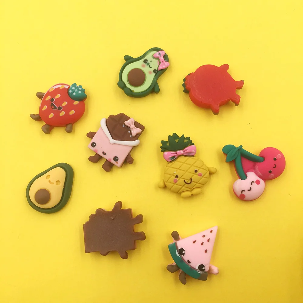 10 шт. кавайные Мультяшные фрукты смолы ремесла с плоской спинкой Кабошоны