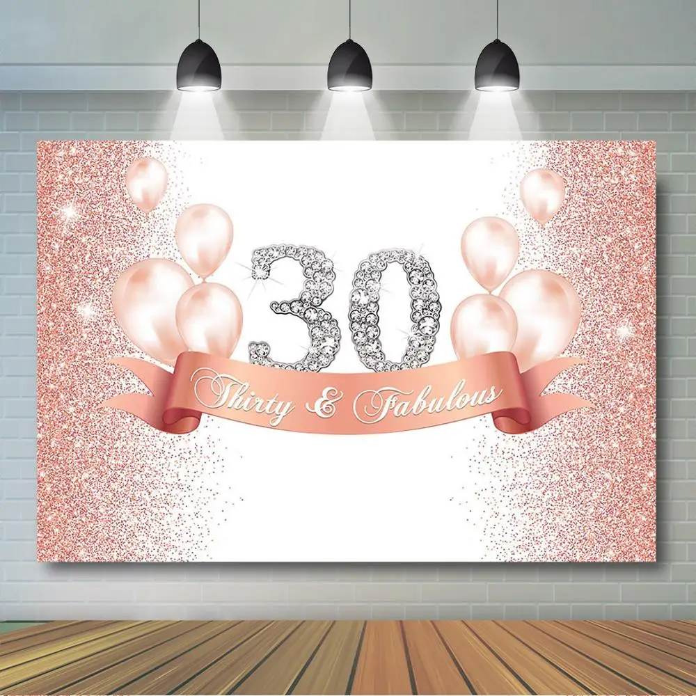 

Happy 30th 40th 50th Birthday Party Backdrop Sweet Rose Gold Dots Background for Adult Woman Party Banner Decorations