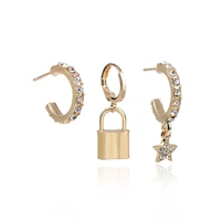 ywzixln 2020 fashion jewelry bohemian earrings crystal star aolly lock pendant drop earring gift for women girl wholesale e0161