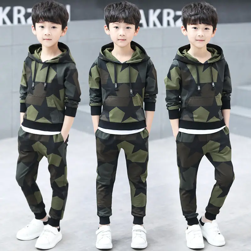 Teen Boys Clothes Set Kids Tracksuit Camouflage Costume Hoodies Tops Pants Children Clothing Outfits 4 6 8 9 10 12 14 Years | Детская