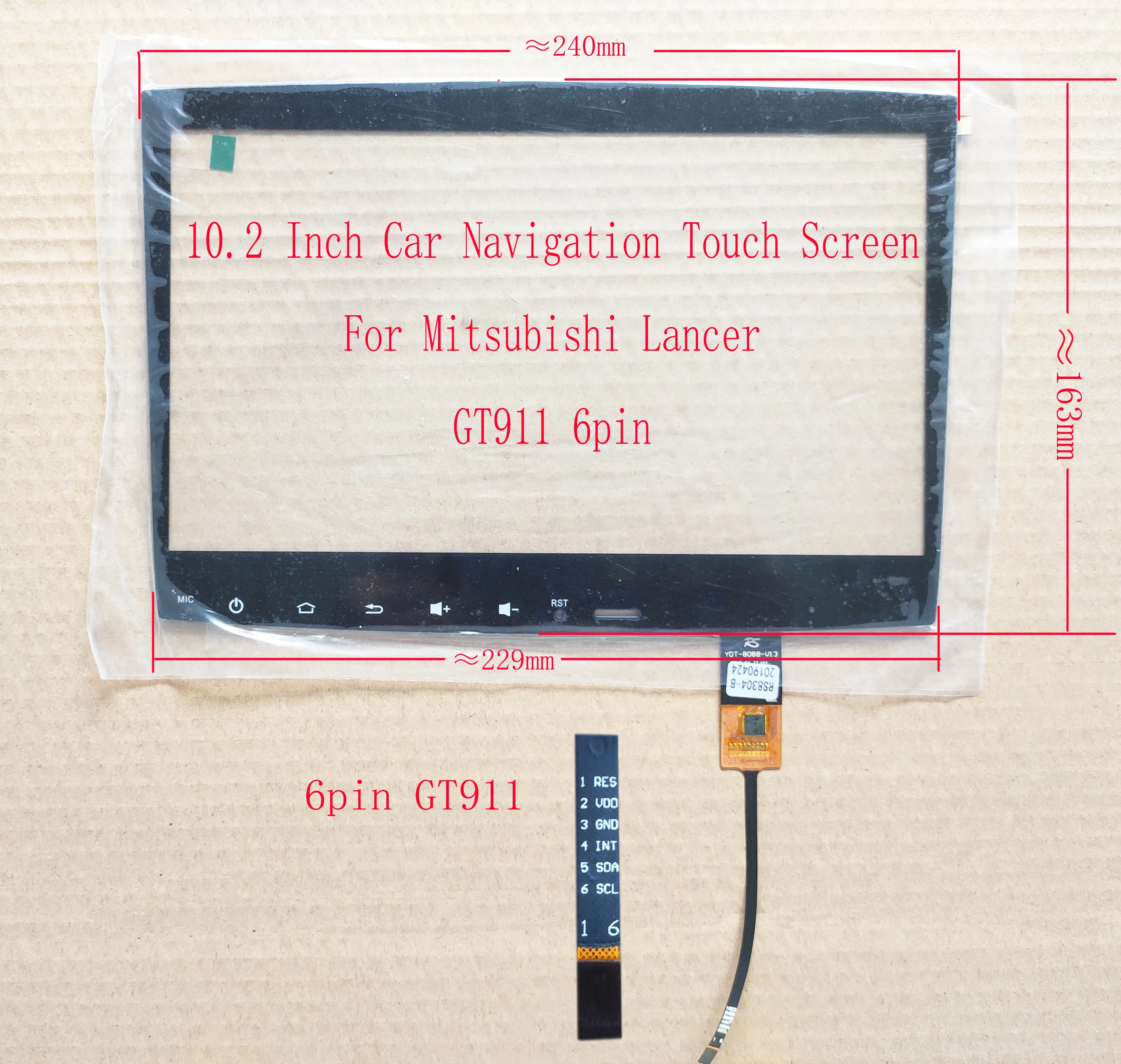 With card slot 10,2 дюймов сенсорный экран IIC для M-itsubishi Lancer GT911 6pin 240 мм* 163 мм TP002 - Color: With card slot
