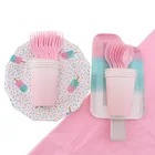 41 шт.компл. посуда для тематической вечеринки с мороженым детский день рождения украшение для вечеривечерние тарелки салфетки одноразовая посуда товары Вечерние
