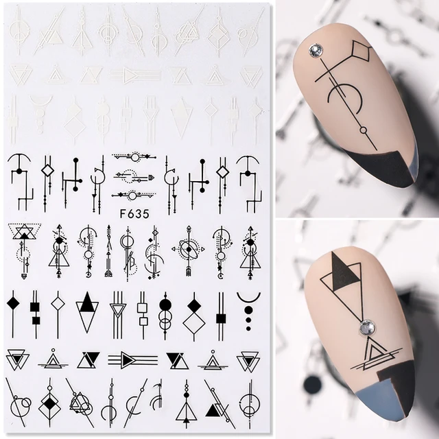 3d-наклейка для ногтей, с изображением сердца, Листьев, черно-белая, переводная наклейка для ногтей, для сексуальной девушки, лица, самоклеящегося слайдера, абстрактная пленка