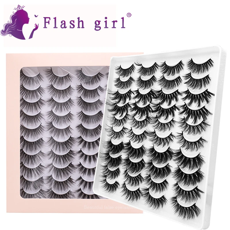 

wholesale The most popular mix 10 models 20 pairs per set eyelashes 20pairs/box 3D faux mink eyelashes with pink Gift box