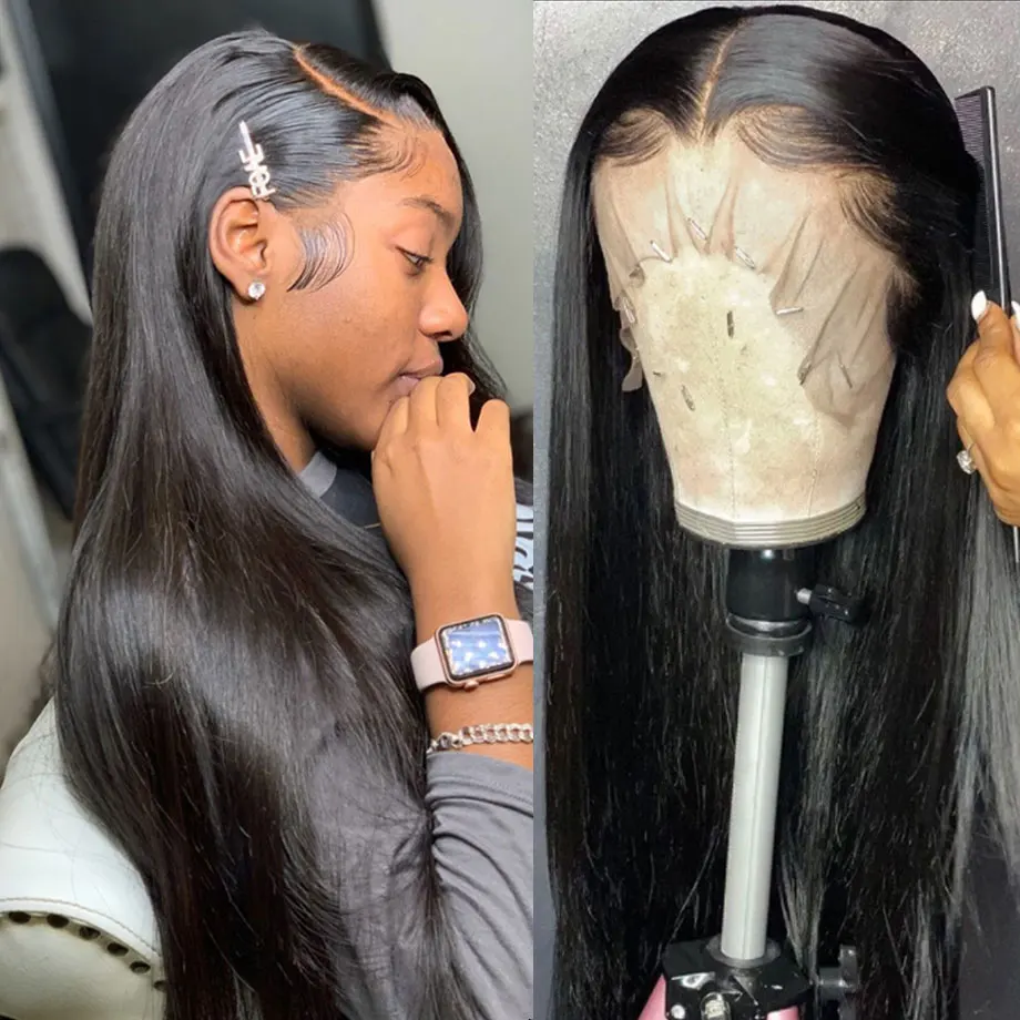 

Straight Lace Front Wig Brazilian 13x4 HD Lace Frontal Human Woman Hair Wigs 180 Density Pre-plucked 3 Working Days Delivery