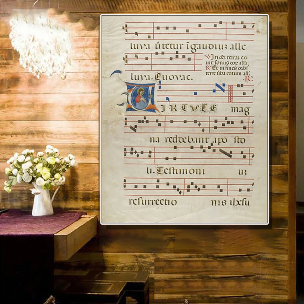 Laeacco холщовая листовая музыкальная живопись каллиграфия винтажные плакаты