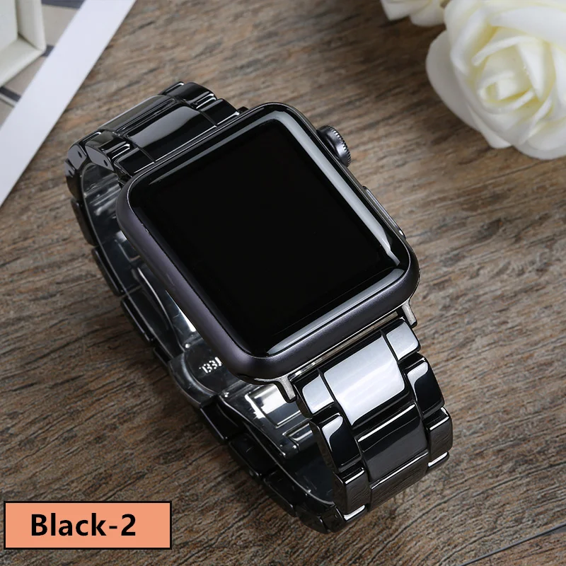 Ремешок керамический для Apple Watch Band 44 мм 40 45 41 42 38 браслет из нержавеющей стали iWatch