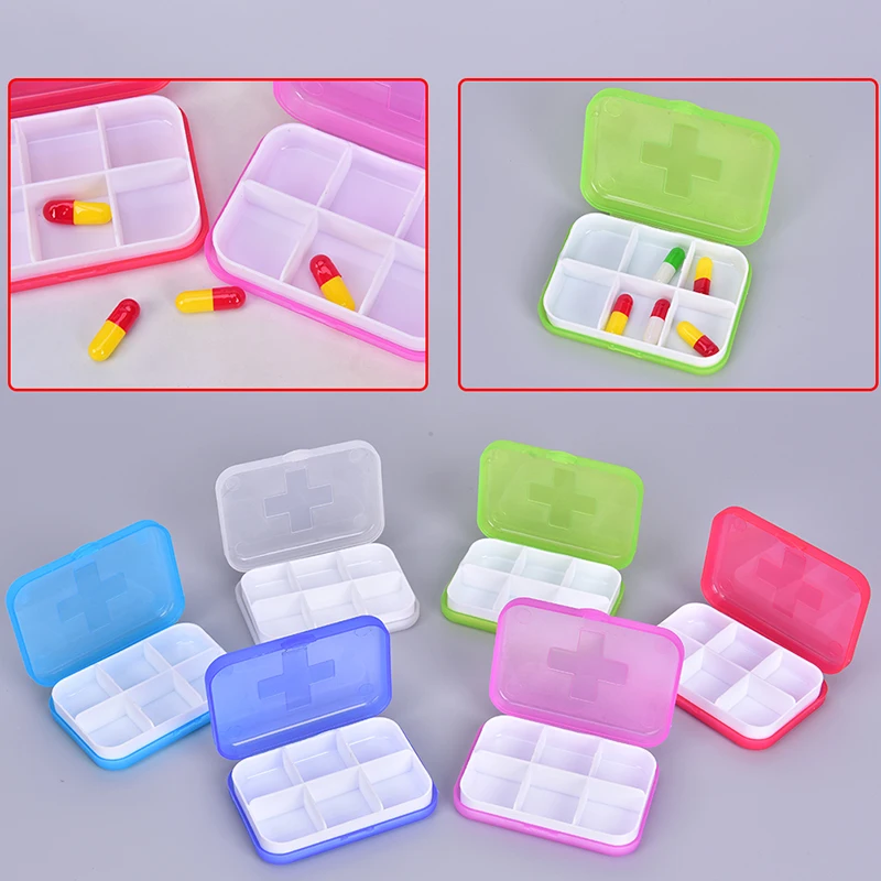 

6 Slots Portable Pill Cases Moisture-proof Pill Box Travel Dispen Storage Container Colorful Drug Dispenser Packing Container